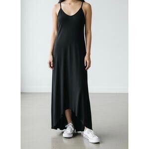 Tabitha Webb Black Sporty Built in Bra High Low Maxi Dress Women's Small